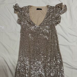 F&F Sequined Midi Dress in Champagne Sparkle